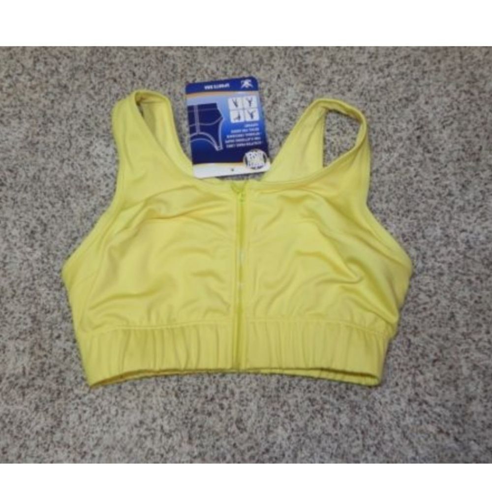 Biggest Loser Sports Bra XS Yellow Front Zip NWT